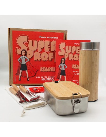 Pack regalo personalizado para profesoras Superprofe "Bambú"