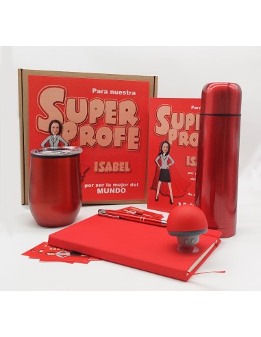 Pack regalo para maestras Superprofe "Acero Rojo"