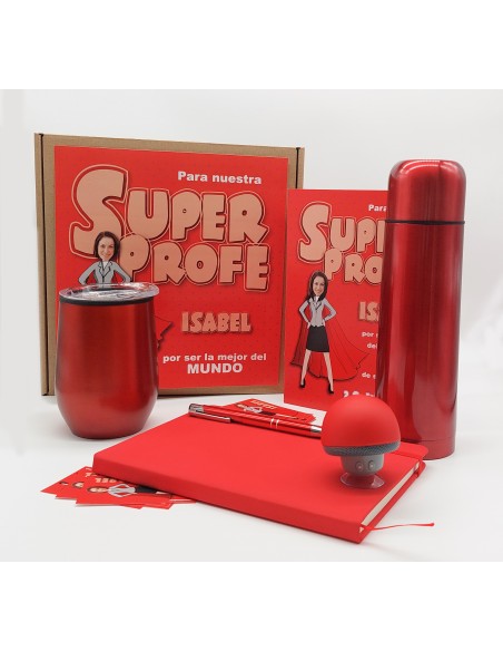 Pack regalo para maestras Superprofe "Acero Rojo"