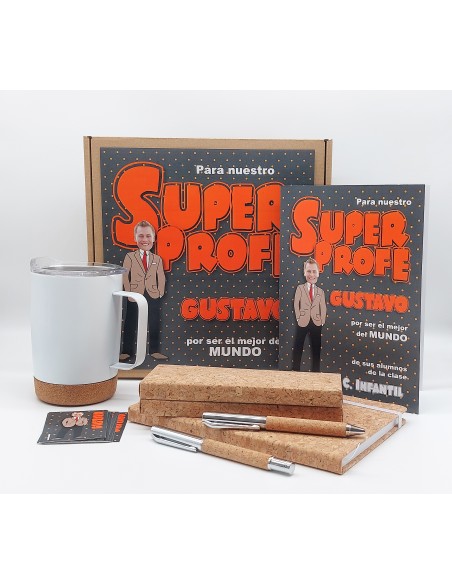 Pack regalo personalizado para profesor Superprofe "Corcho"